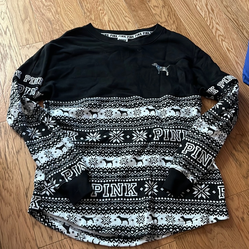 Victoria’s Secret pink iconic winter sweater with bling xs